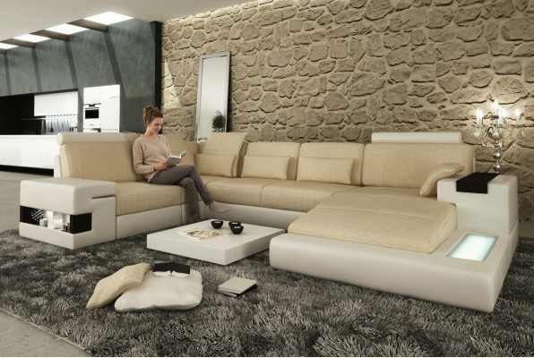 Sofá esquinero sofá sofá acolchado en forma de U diseño del sofá de la zona de estar Sofás XXL Big