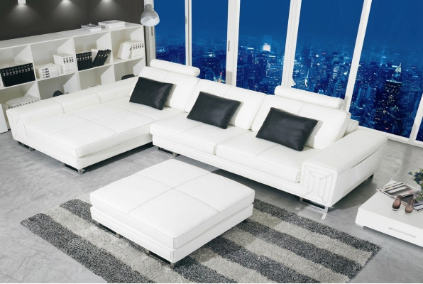 Sofá esquinero sofá sofá tapizado sofá de cuero con estante asiento conjunto de sofás esquina GenovaS