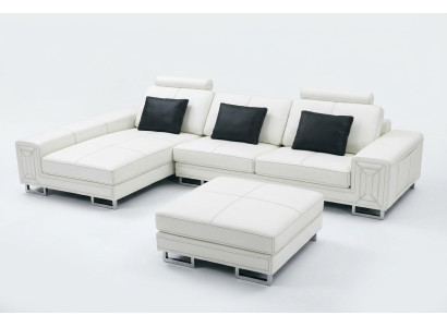 Sofá esquinero sofá sofá tapizado sofá de cuero con estante asiento conjunto de sofás esquina GenovaS