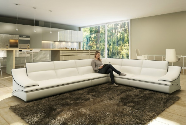 Sofá esquinero tapizado conjunto sofá paisaje salón asiento esquina textil cuero