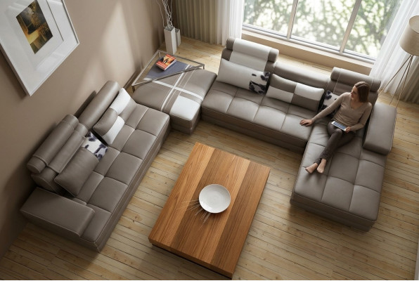 Sofá de esquina en forma de U con diseño elegante. Síntesis perfecta de estilo y comodidad.