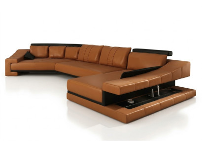 Sofá de cuero en forma de esquina XXL, sofá grande, juego de sofás, sofá de diseño PHM105.