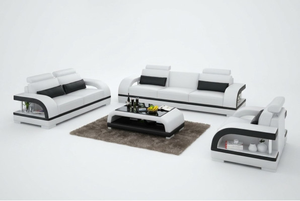 Sofá de cuero sofá paisaje de vida 3 + 2 + 1 sillón conjunto de sofás decoración diseño nuevo