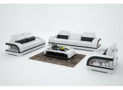 Sofá de cuero sofá paisaje de vida 3 + 2 + 1 sillón conjunto de sofás decoración diseño nuevo