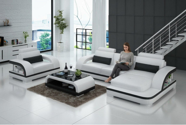 Sofá de cuero moderno conjunto de sofás rinconera + 1 asiento conjunto de muebles sofá G8011E