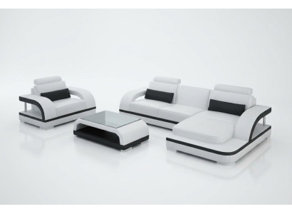 Sofá de cuero moderno conjunto de sofás rinconera + 1 asiento conjunto de muebles sofá G8011E
