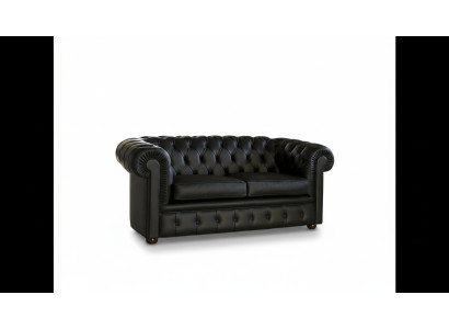 Sofá Chesterfield Sofá Sofás tapizados Clásico de 2 plazas Asiento de cuero Schaffhausen