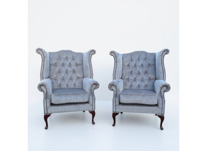 Chesterfield silla sillón sofá tapizado asiento salón azul bebé reláx