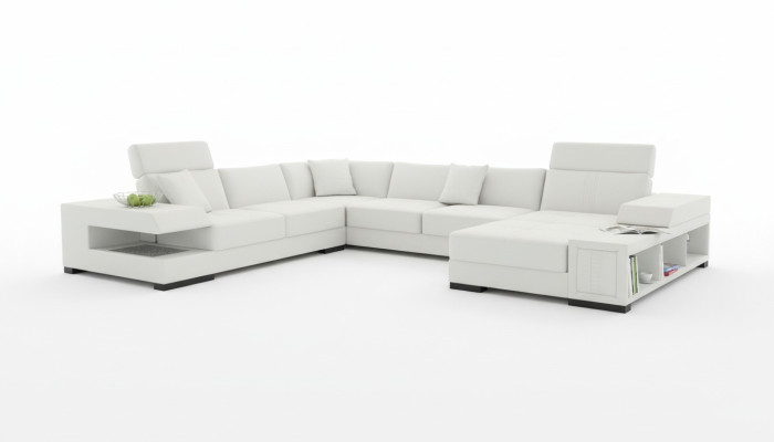 Sofá de esquina en forma de U de diseñador de color blanco nieve para un ambiente de vida de lujo