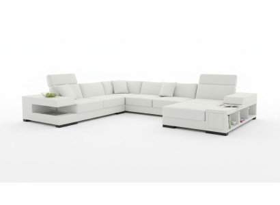Sofá de esquina en forma de U de diseñador de color blanco nieve para un ambiente de vida de lujo
