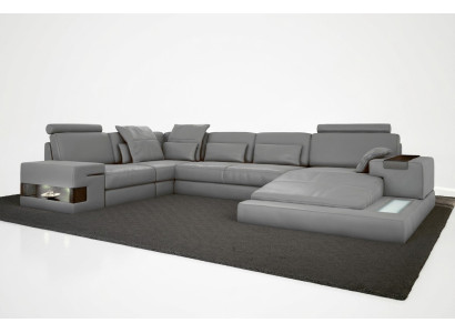 Sofá de diseño de cuero, sofá tapizado de esquina, conjunto de sala de estar, sofá de esquina XXL.