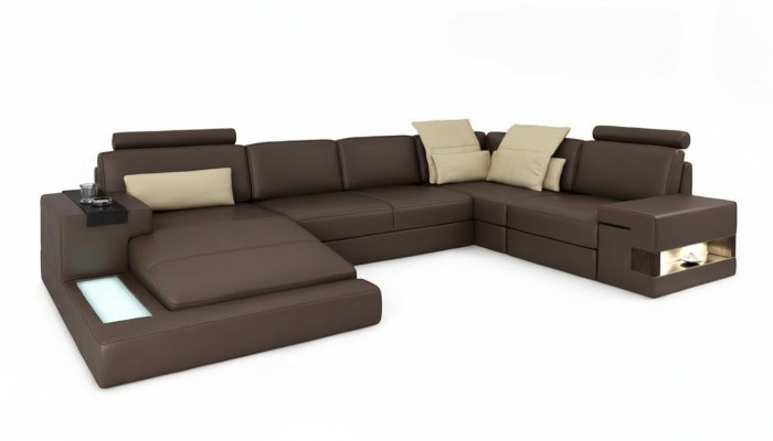 Sofá de cuero esquinero sofá sofá sillon Bellini xxl gran sofá esquinero sofás.