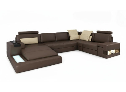 Sofá de cuero esquinero sofá sofá sillon Bellini xxl gran sofá esquinero sofás.
