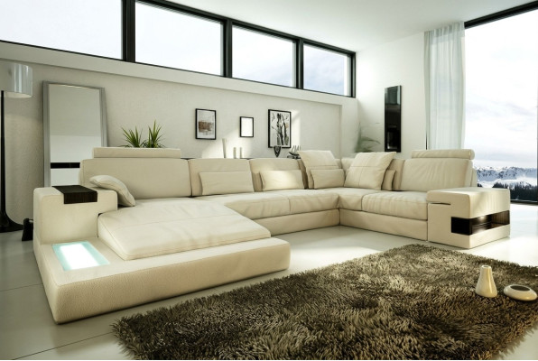 Sofá de cuero Sofá de diseño en forma de U Sofá de salón Sofá Tapizado Sofá de esquina Conjunto Nuevo
