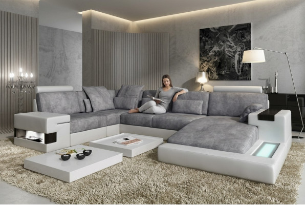 Sofá de cuero conjunto de sofás de esquina conjunto de sala de estar sofá de diseño sofá nuevo.