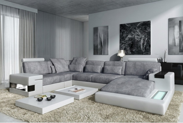 Sofá de cuero conjunto de sofás de esquina conjunto de sala de estar sofá de diseño sofá nuevo.