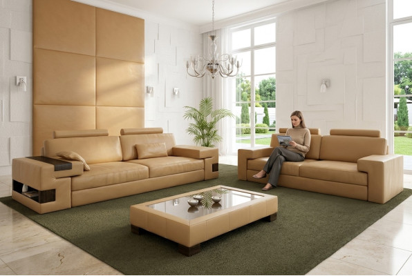 Sofá de cuero Conjunto de sofá 3+2+1 sofá Asiento Acolchado Conjunto de sofá Nassau B