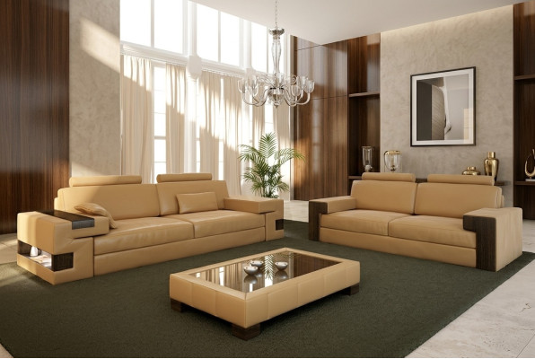 Sofá de cuero Conjunto de sofá 3+2+1 sofá Asiento Acolchado Conjunto de sofá Nassau B