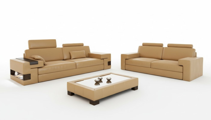 Sofá de cuero Conjunto de sofá 3+2+1 sofá Asiento Acolchado Conjunto de sofá Nassau B