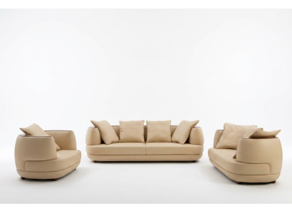 Conjunto de sofá Royal de lujo Diseñador Sofá Tapizado 3+2+1 Sofá de cuero Asiento Beige