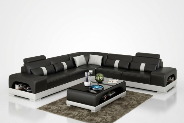 Sofá de esquina de diseño en forma de L grande, conjunto de asientos XXL Sandberg