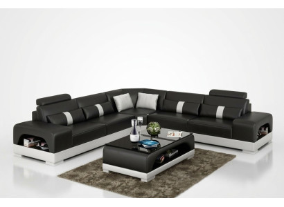 Sofá de esquina de diseño en forma de L grande, conjunto de asientos XXL Sandberg