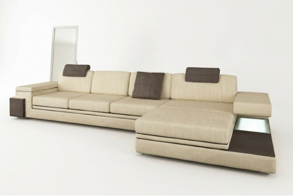 Sofá de cuero de diseño Sofá Sofá Conjunto de muebles tapizados con esquina de tela