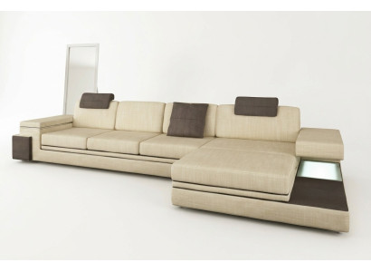 Sofá de cuero de diseño Sofá Sofá Conjunto de muebles tapizados con esquina de tela