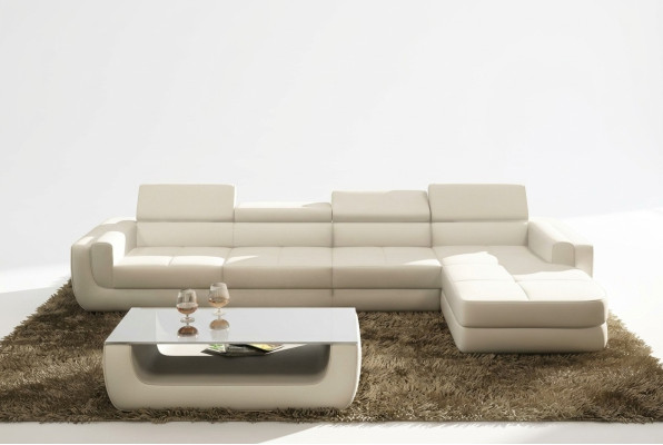 Sofá esquinero sofá de cuero salón en forma de L sofá sofá tapizado esquina Tettau Blanco