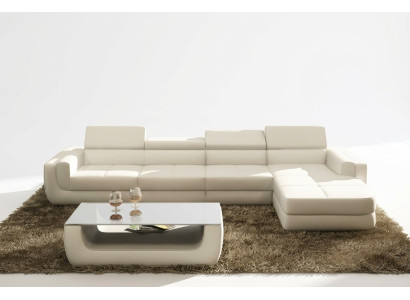 Sofá esquinero sofá de cuero salón en forma de L sofá sofá tapizado esquina Tettau Blanco