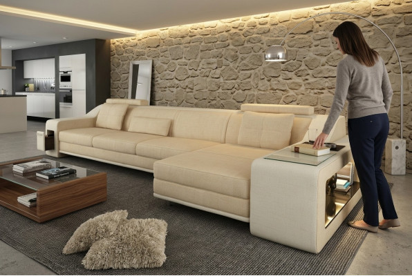 Diseño sofá esquinero sofá sofá acolchado asiento esquina muebles sofás cuero textil Themar BW