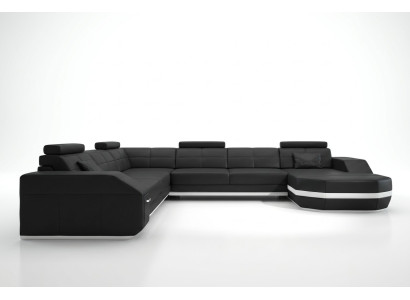 Sofá de cuero, sofá de esquina, sofá de salón, sofá de esquina, sofá esquinero, asiento acolchado, esquina Wyen S/W nuevo
