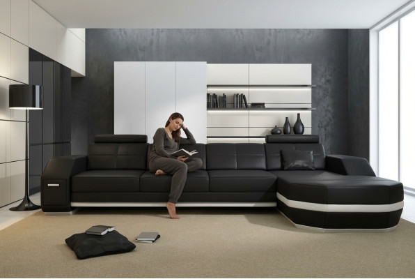 Diseño de sofá de esquina, sofá acolchado, conjunto de esquina, sofá de cuero, esquina de sala de estar PH300B