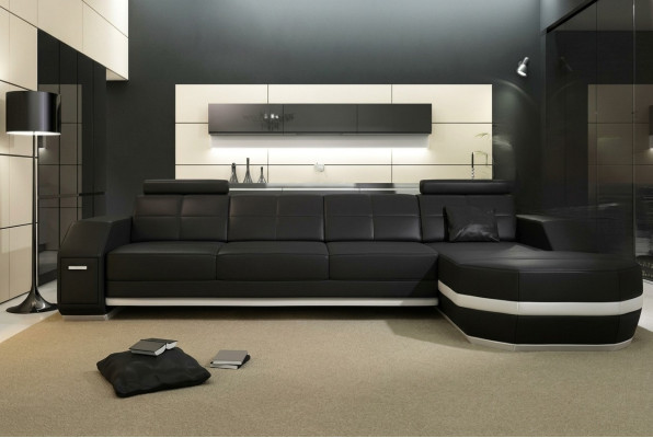 Diseño de sofá de esquina, sofá acolchado, conjunto de esquina, sofá de cuero, esquina de sala de estar PH300B
