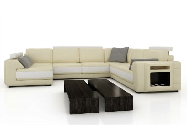 Sofá de diseñador Sofá esquinero Sofá de cuero con luz de asientos + luz PHM3027