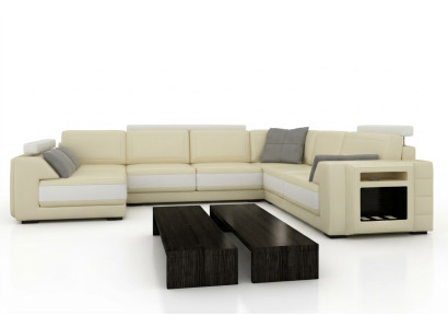 Sofá de diseñador Sofá esquinero Sofá de cuero con luz de asientos + luz PHM3027