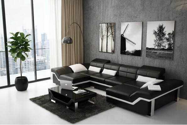 Sofá de cuero Sofá Sofá Sofá en forma de L Sofá de esquina Conjunto de diseño de sofá moderno K5007C