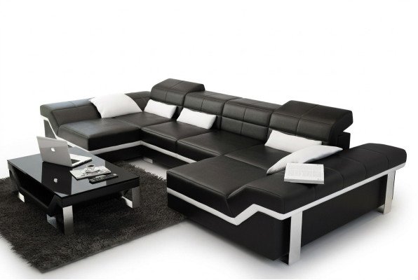 Sofá de cuero Sofá Sofá Sofá en forma de L Sofá de esquina Conjunto de diseño de sofá moderno K5007C