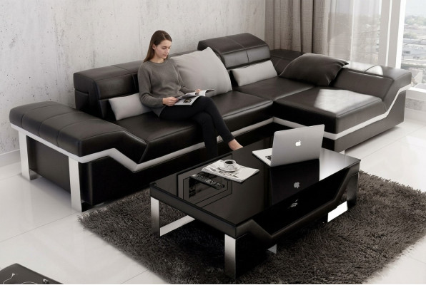 Sofá de cuero Sofá Sofá Sofá de esquina Conjunto de muebles Decoración Diseño moderno