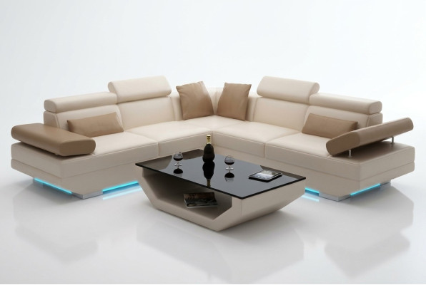 Sofá de cuero Sofá Couch Paisaje de vida Esquinero Set de sofás Diseño Sofá moderno K5009B