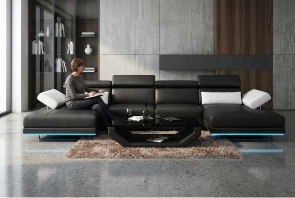 Sofá de cuero Sofá Sofá Sofá de esquina Sofá moderno Juego de salón Decoración Diseño