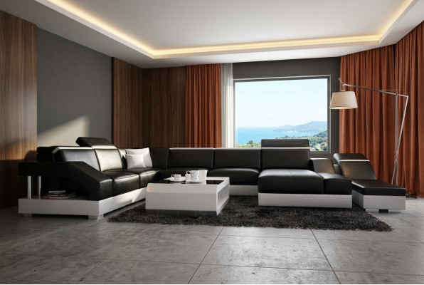 Sofá de cuero Sofá sofá Sofá de esquina Conjunto de sofás de diseño moderno K5011