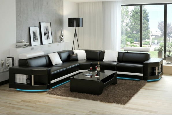 Sofá de cuero moderno Sofá Sofá de salón Sofá rinconera Conjunto de salón Decoración Diseño