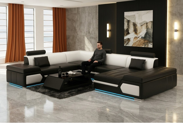 Sofá de cuero Sofá Sofá Sofá en forma de L Sofá Conjunto de diseño moderno K5013