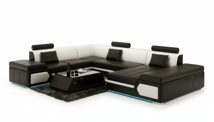 Sofá de cuero Sofá Sofá Sofá en forma de L Sofá Conjunto de diseño moderno K5013