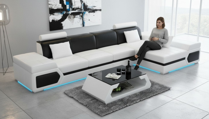 Sofá de cuero Sofá moderno Sofá Couch Sofá de esquina Juego de salón Diseño de decoración