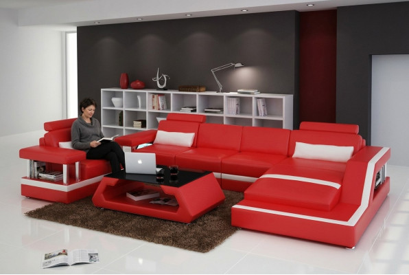 Sofá de cuero Sofá de esquina Moderno Sofá de esquina de diseño conjunto de decoración