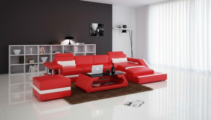 Sofá de cuero Sofá de esquina Moderno Sofá de esquina de diseño conjunto de decoración