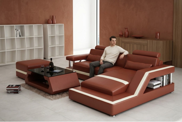 Sofá de cuero. Sofá moderno, conjunto de salón, esquinero, decoración, diseño, juego de muebles de esquina.