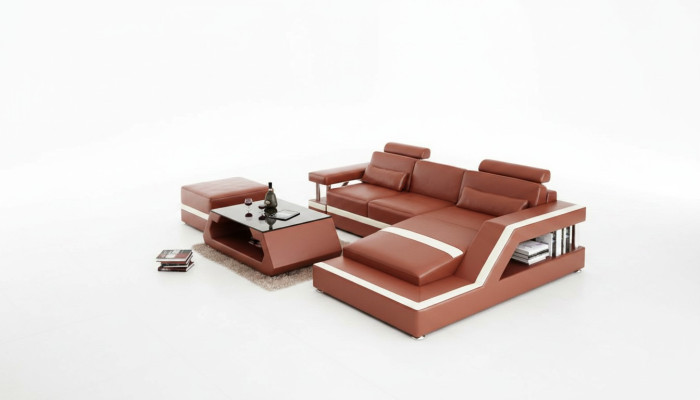 Sofá de cuero. Sofá moderno, conjunto de salón, esquinero, decoración, diseño, juego de muebles de esquina.